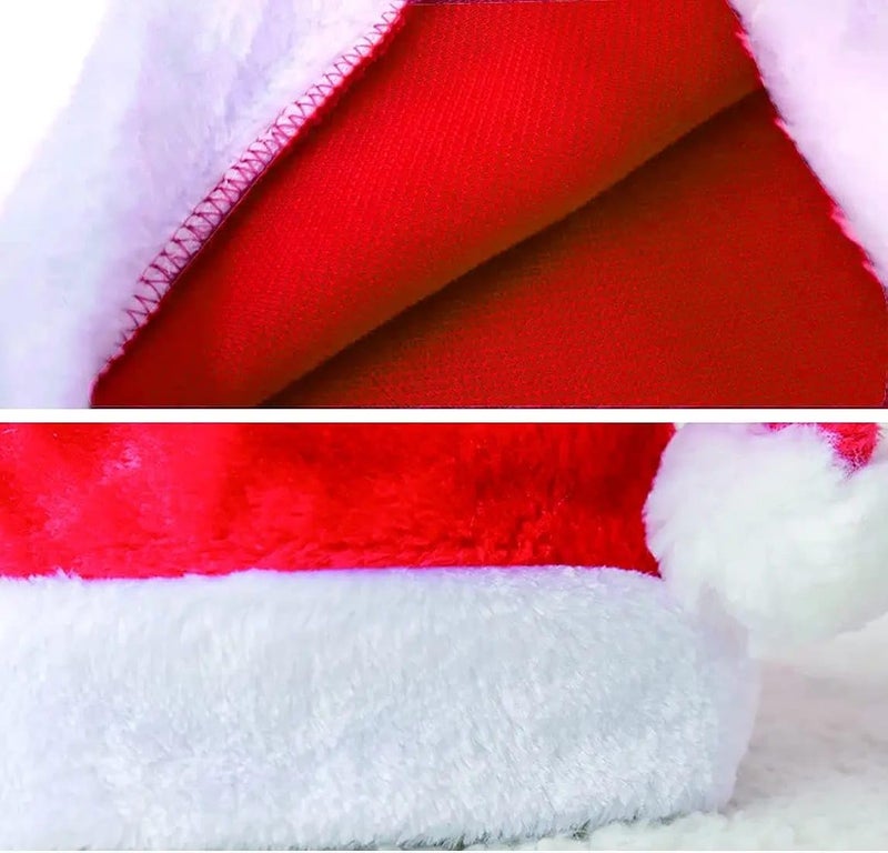 Unisex Santa Claus Plush Fur Christmas Cap, Set of 3, Red - Image 5
