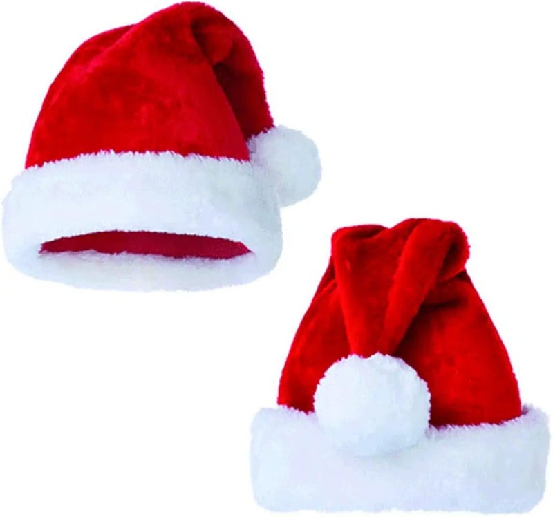 Unisex Santa Claus Plush Fur Christmas Cap, Set of 3, Red - Image 1
