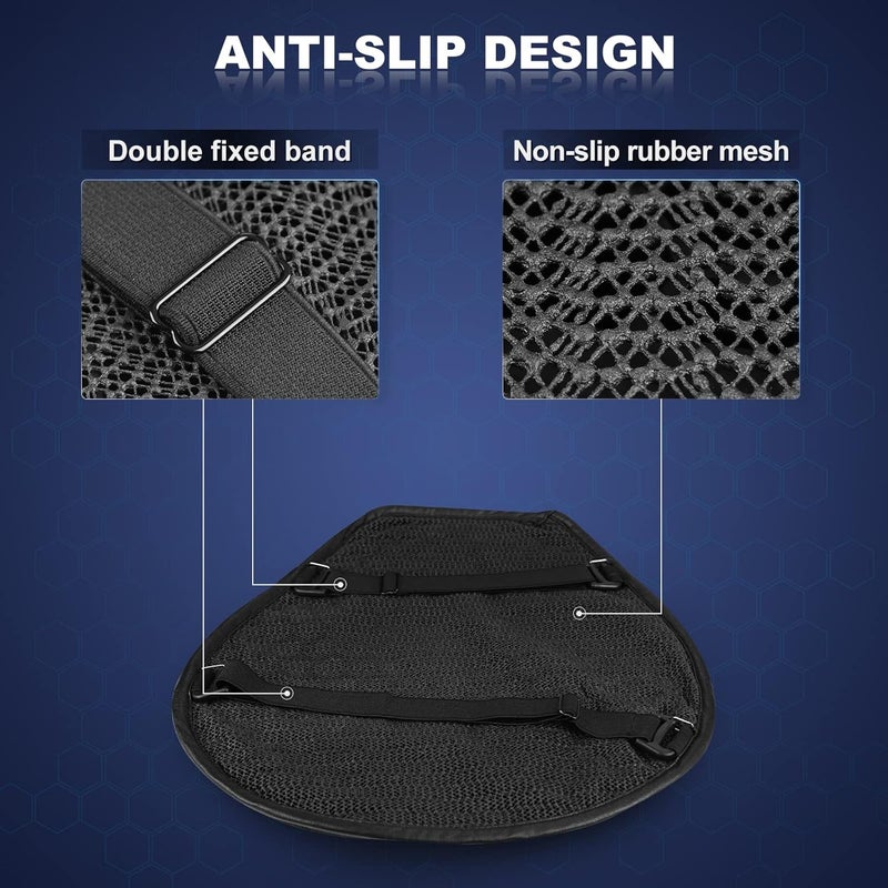 SKYJDM Foldable Motorcycle Gel Seat Cushion, Large 3D Honeycomb Structure Shock Absorption & Breathable Seat Pad for Long Rides (L) - Image 4