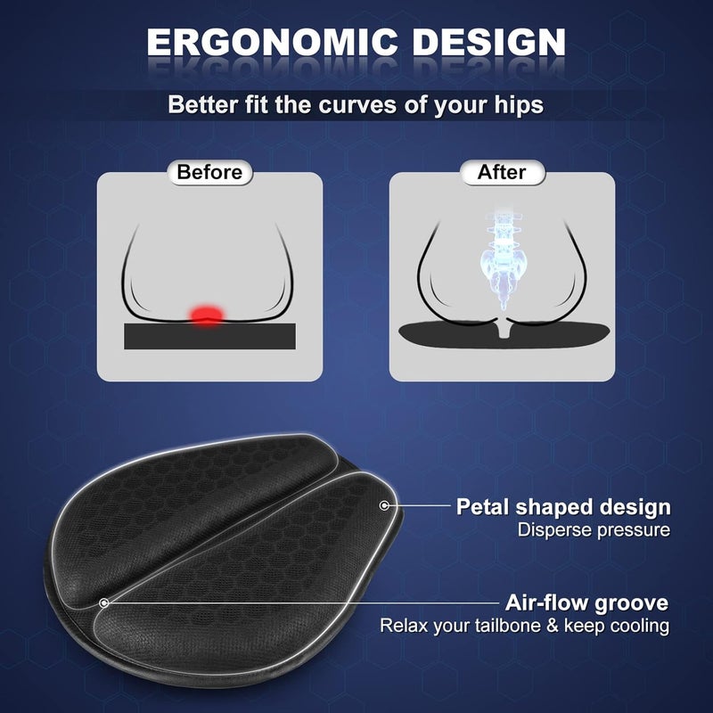 SKYJDM Foldable Motorcycle Gel Seat Cushion, Large 3D Honeycomb Structure Shock Absorption & Breathable Seat Pad for Long Rides (L) - Image 5