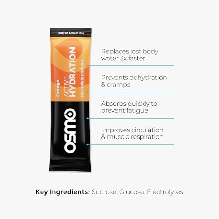 Osmo Active Hydration Electrolyte Powder - Includes Sodium, Magnesium, Potassium, Carbs & Vitamins, All Natural Ingredients, 3X Faster Hydration, Boosts Power & Endurance - 16 Packets, Orange - Image 2