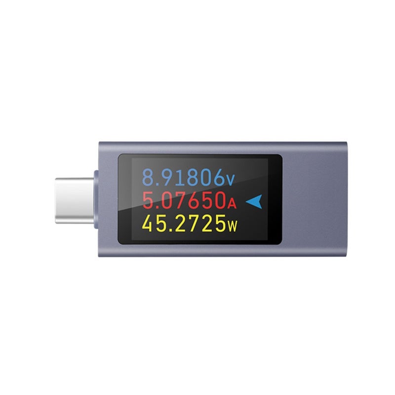 Type-C Cellphone Charging Tester PD Direct Current Voltmeter Aluminum Alloy Housing Power Meter Support 4-30V Voltage 0-12A Current Support Fastcharging Test Full Interface Compatibility