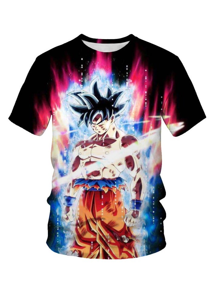 KUYING Summer Printed Dragon Ball Minimalist Pullover Round Neck Casual T-shirt 