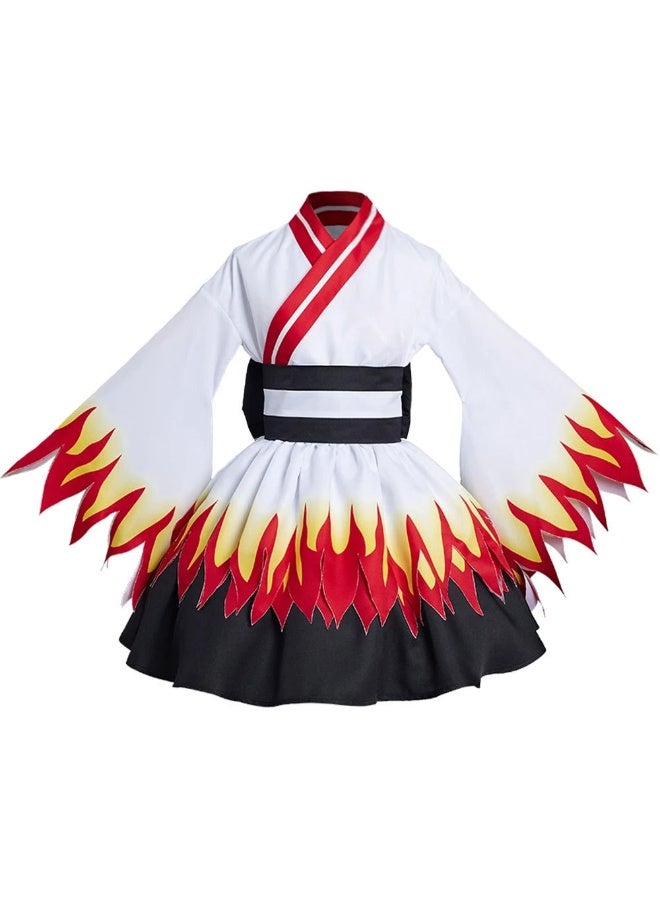 NIBEMINENT زي تنكر إنوسوكي النسائي، زي تنكر قاتل الشياطين، فستان خادمة للهالوين، كيمونو للتمثيل - Image 1