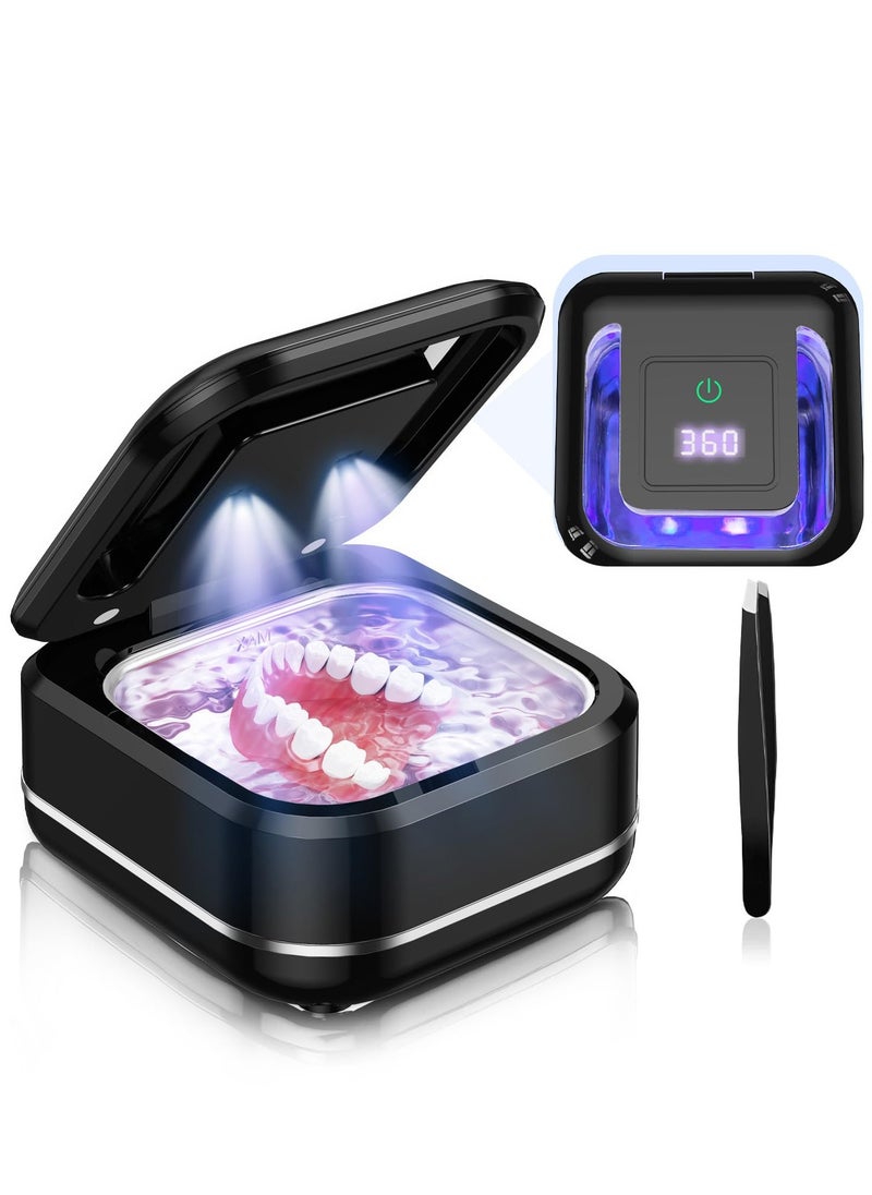XiuWoo Ultrasonic Retainer Cleaner Pod for Denture, 42000Hz Portable Dental Guard Cleaner Machine, Black  - Image 1