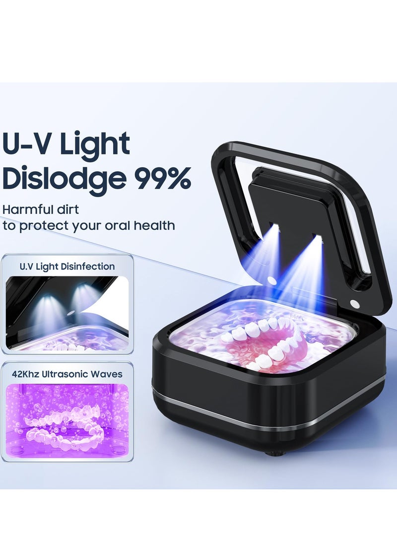 XiuWoo Ultrasonic Retainer Cleaner Pod for Denture, 42000Hz Portable Dental Guard Cleaner Machine, Black  - Image 4