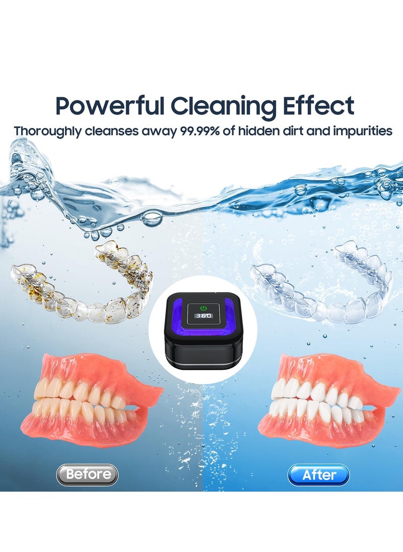 XiuWoo Ultrasonic Retainer Cleaner Pod for Denture, 42000Hz Portable Dental Guard Cleaner Machine, Black  - Image 5
