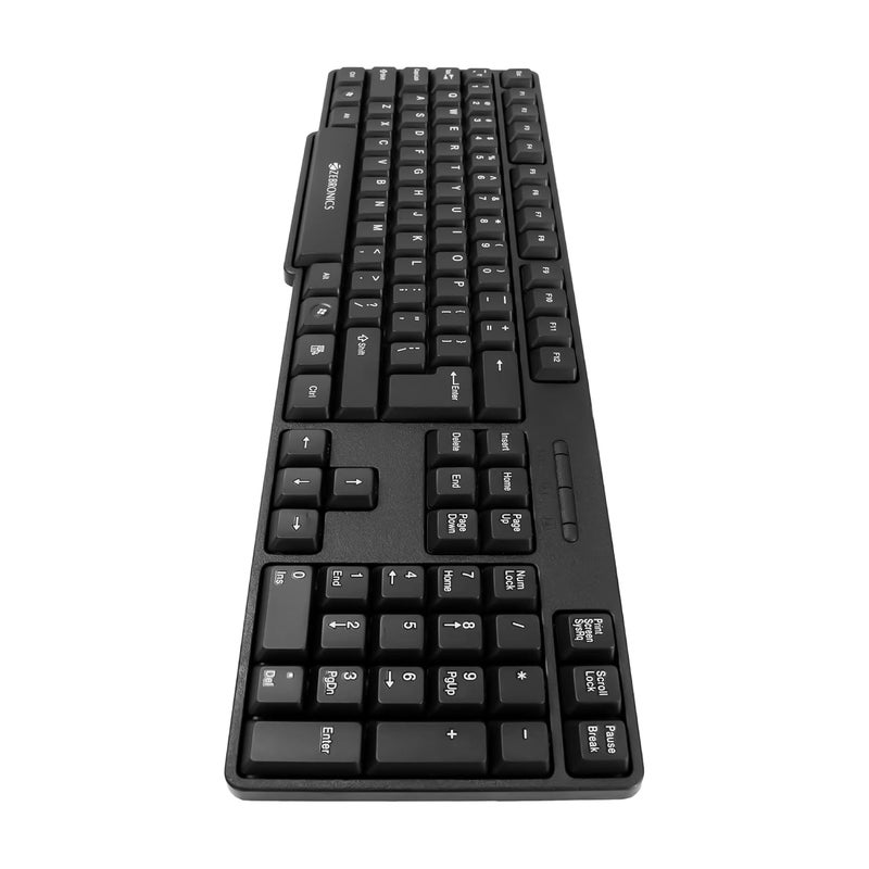 ZEBRONICS كيبورد سلكي K20، 104 مفتاح، كابل 1.2م، مفتاح ₹، مفاتيح مطلية بالأشعة فوق البنفسجية، واجهة USB، قاعدة قابلة للسحب، توصيل وتشغيل - Image 2