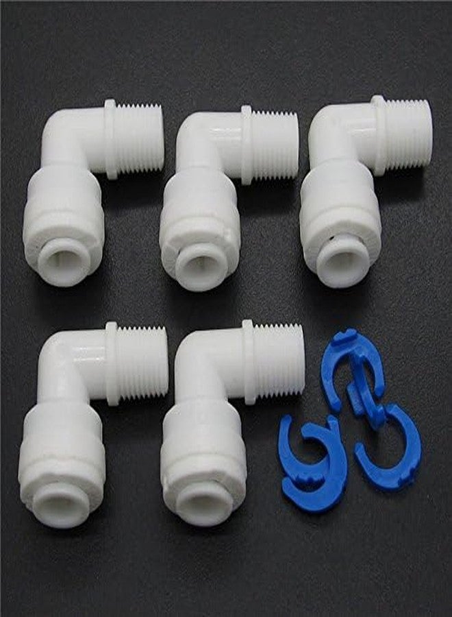 JIUWU 1/8-Inch Male Thread to 1/4-Inch Tube Elbow Quick Connect Fitting for Reverse Osmosis Water Valve Filter Pack of 5 - Image 3
