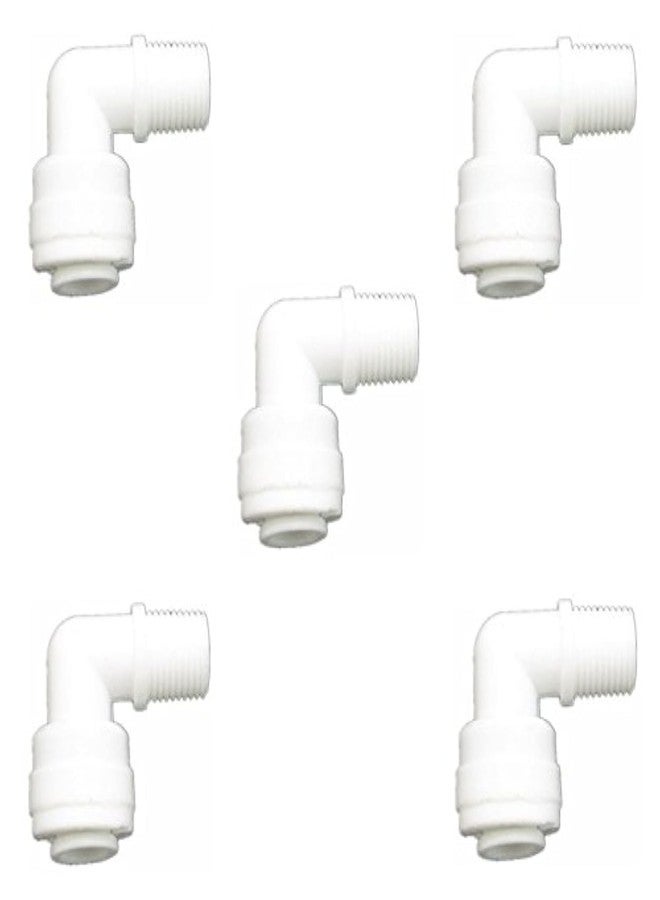 JIUWU 1/8-Inch Male Thread to 1/4-Inch Tube Elbow Quick Connect Fitting for Reverse Osmosis Water Valve Filter Pack of 5 - Image 1