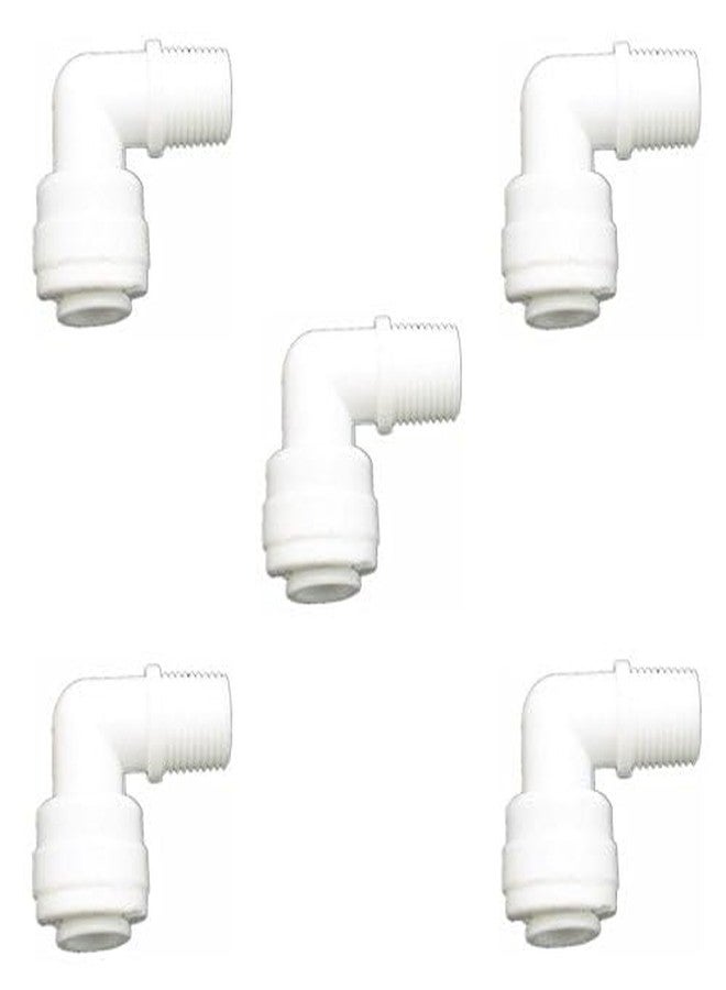 JIUWU 1/8-Inch Male Thread to 1/4-Inch Tube Elbow Quick Connect Fitting for Reverse Osmosis Water Valve Filter Pack of 5 - Image 2
