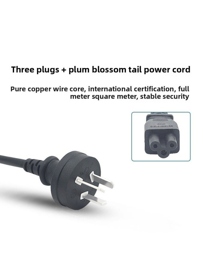Generic - Universal Laptop Charging Line Power Adapter Power Cord Plum Blossom Mouth Word Triangle Three-hole Plug Wire-Color:Us Standard Plum Blossom Socket Power Cord [ 1m ] - Image 1