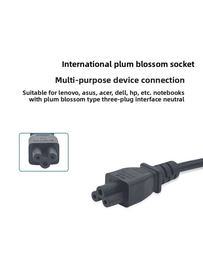 Generic - Universal Laptop Charging Line Power Adapter Power Cord Plum Blossom Mouth Word Triangle Three-hole Plug Wire-Color:Us Standard Plum Blossom Socket Power Cord [ 1m ] - Image 1