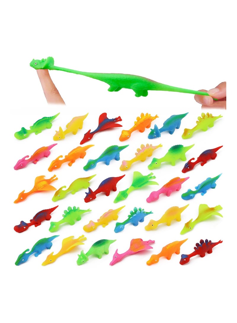 30 Pcs Slingshot Dinosaur Finger Toys, Catapult Toys Cute Shapes MultiColors Stretchy for Flying Games Birthdays and Party Favors - Image 1