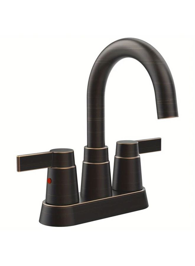 Brushed Nickel 4 Inch Modern Bathroom Faucet Two Handle Hot Cold Water Mixer Tap - Image 3