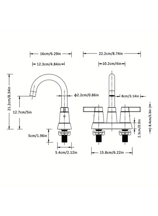Brushed Nickel 4 Inch Modern Bathroom Faucet Two Handle Hot Cold Water Mixer Tap - Image 4