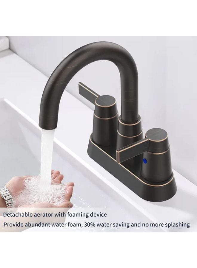 Brushed Nickel 4 Inch Modern Bathroom Faucet Two Handle Hot Cold Water Mixer Tap - Image 2