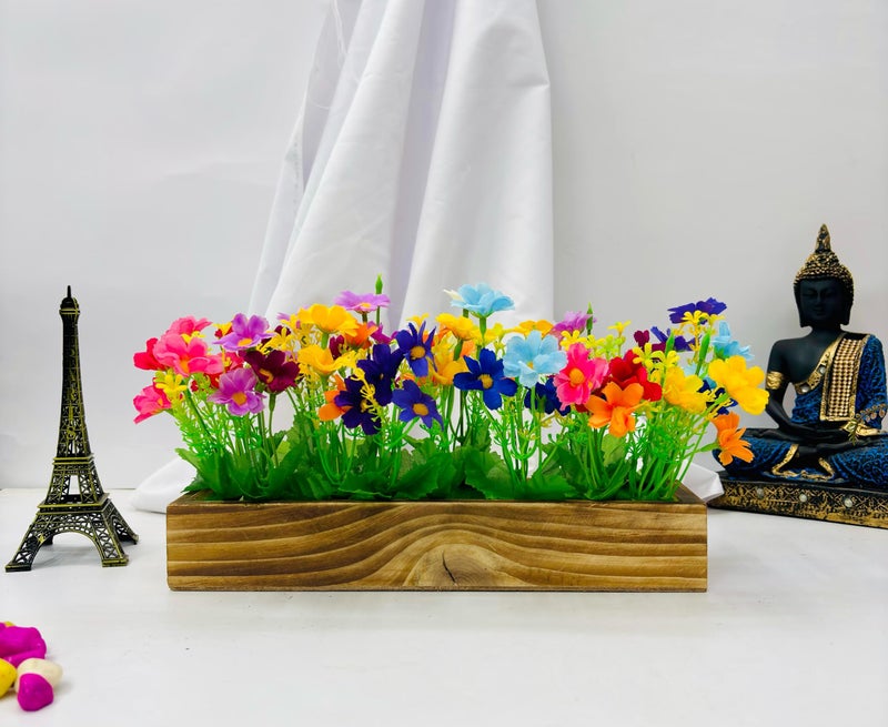 Dekorly Artificial Daisy Flowers with Long Wooden Pot Faux Flowers in Fake Flowers Bouquet for Table Decorations Home Office Kitchen Decor | Height 30 CM | (Multicolor) - Image 5