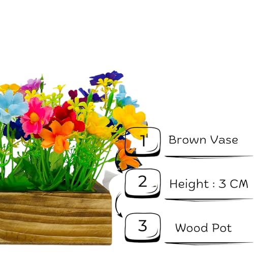 Dekorly Artificial Daisy Flowers with Long Wooden Pot Faux Flowers in Fake Flowers Bouquet for Table Decorations Home Office Kitchen Decor | Height 30 CM | (Multicolor) - Image 4