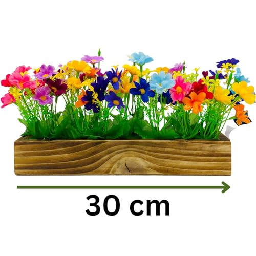 Dekorly Artificial Daisy Flowers with Long Wooden Pot Faux Flowers in Fake Flowers Bouquet for Table Decorations Home Office Kitchen Decor | Height 30 CM | (Multicolor) - Image 2