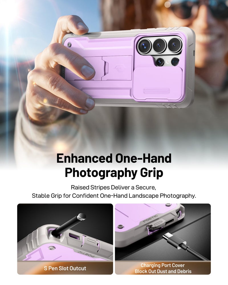 Poetic Revolution Case for Samsung Galaxy S26 Ultra, [Slide Camera Cover], [20FT Mil-Grade Drop Tested], Full-Body Military Grade Rugged Dual-Layer Shockproof Cover with Kickstand, Purple - Image 5