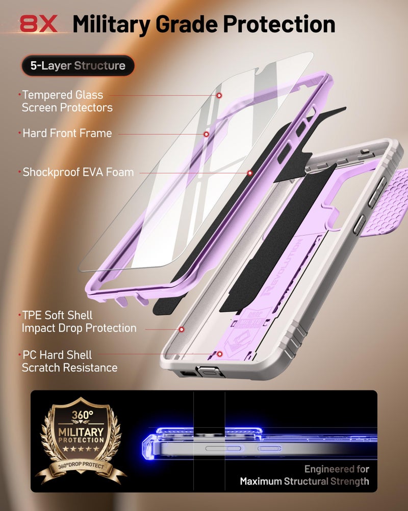 Poetic Revolution Case for Samsung Galaxy S26 Ultra, [Slide Camera Cover], [20FT Mil-Grade Drop Tested], Full-Body Military Grade Rugged Dual-Layer Shockproof Cover with Kickstand, Purple - Image 3