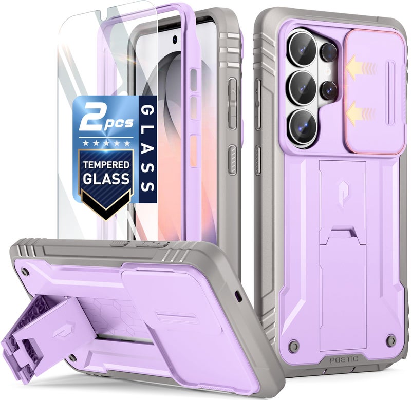 Poetic Revolution Case for Samsung Galaxy S26 Ultra, [Slide Camera Cover], [20FT Mil-Grade Drop Tested], Full-Body Military Grade Rugged Dual-Layer Shockproof Cover with Kickstand, Purple - Image 1