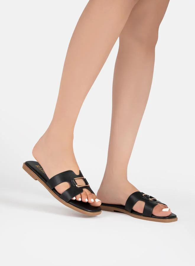 RAID Cut-Out Strap Detail Flat Sandals by Styli
