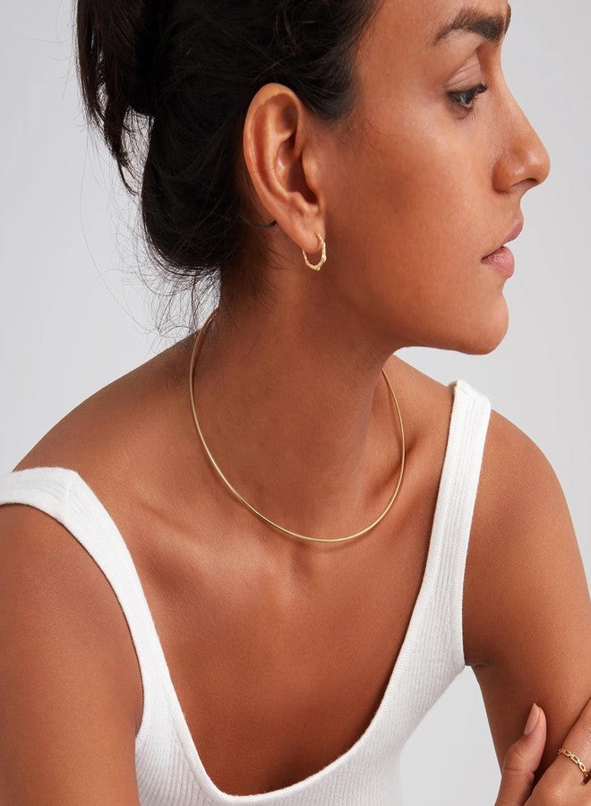 Sanfenly Choker Collar for Women 14K Gold Plated Stainless Steel Metal Collar Choker Necklace Statement Bangle Necklace for Women with Ball Closure - Image 3