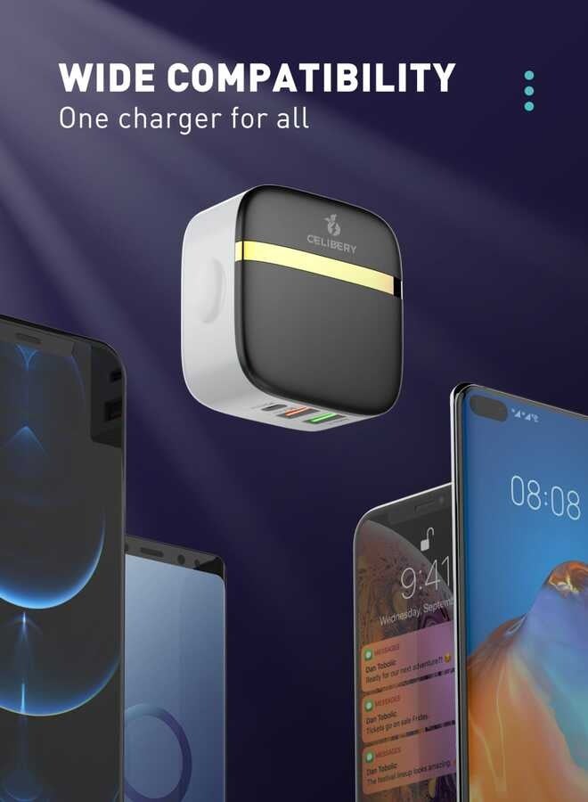 CELIBERY PD32W USB C Charger Block, PD3.0/QC 3.0 Type Adapter, 3 Ports CEELIBERY Wall Charger Compact Type C Charger Fast Charging - Image 5