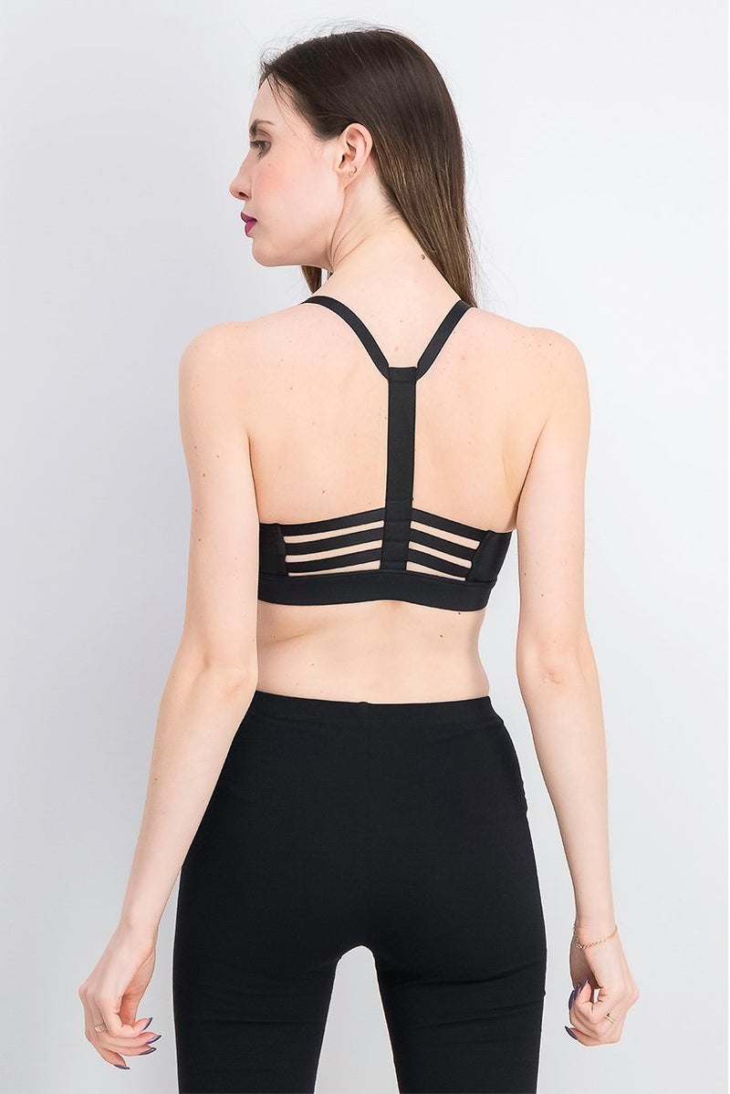PUMA Women Sportswear Fit Padded Low Impact Strappy Sports Bra, Black - Image 3