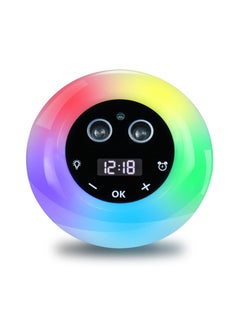 SYOSI Kids Night Light Alarm Clock, Toddler Sleep Training Clock with 7 Color Night Light and Voice Wake Function, 0-100% Dimming for Kids Bedside Bedroom Clock, Girl/Boy Bedroom Gift.