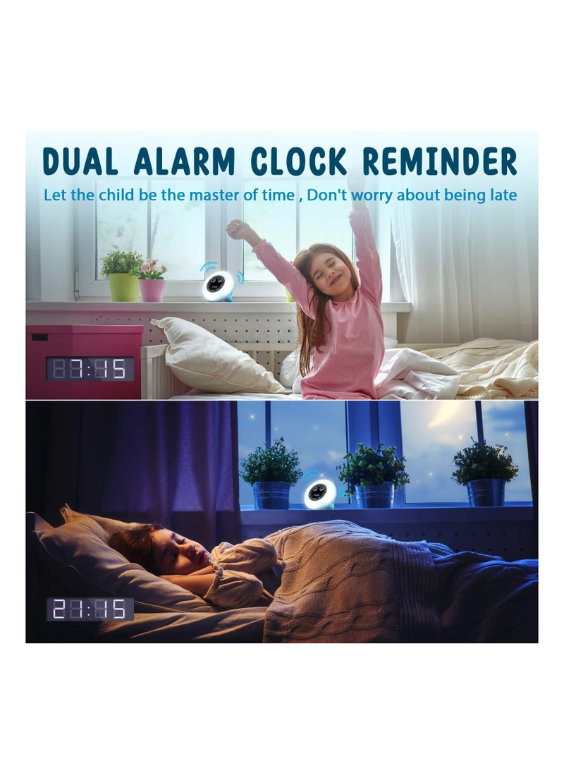 SYOSI - SYOSI Kids Night Light Alarm Clock, Toddler Sleep Training Clock with 7 Color Night Light and Voice Wake Function, 0-100% Dimming for Kids Bedside Bedroom Clock, Girl/Boy Bedroom Gift. - Image 1
