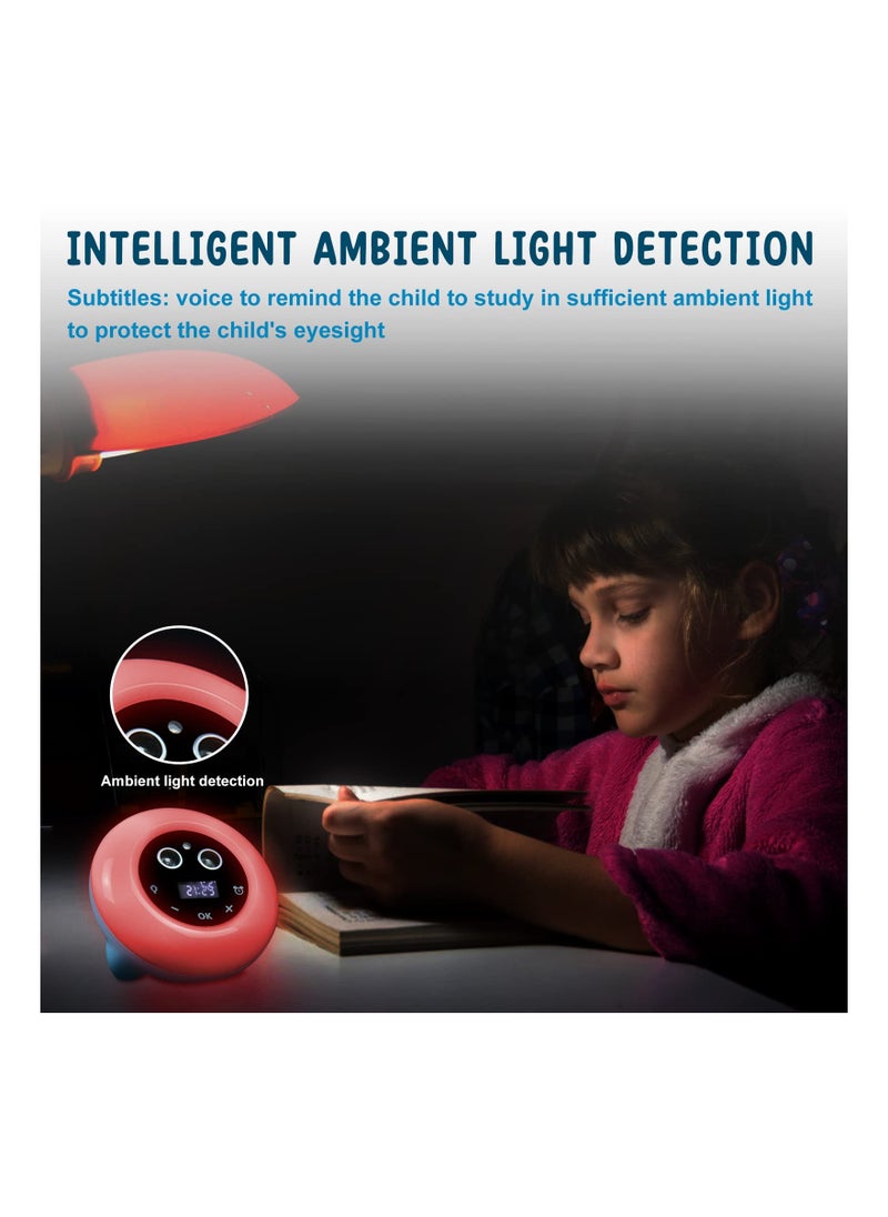 SYOSI - SYOSI Kids Night Light Alarm Clock, Toddler Sleep Training Clock with 7 Color Night Light and Voice Wake Function, 0-100% Dimming for Kids Bedside Bedroom Clock, Girl/Boy Bedroom Gift. - Image 1