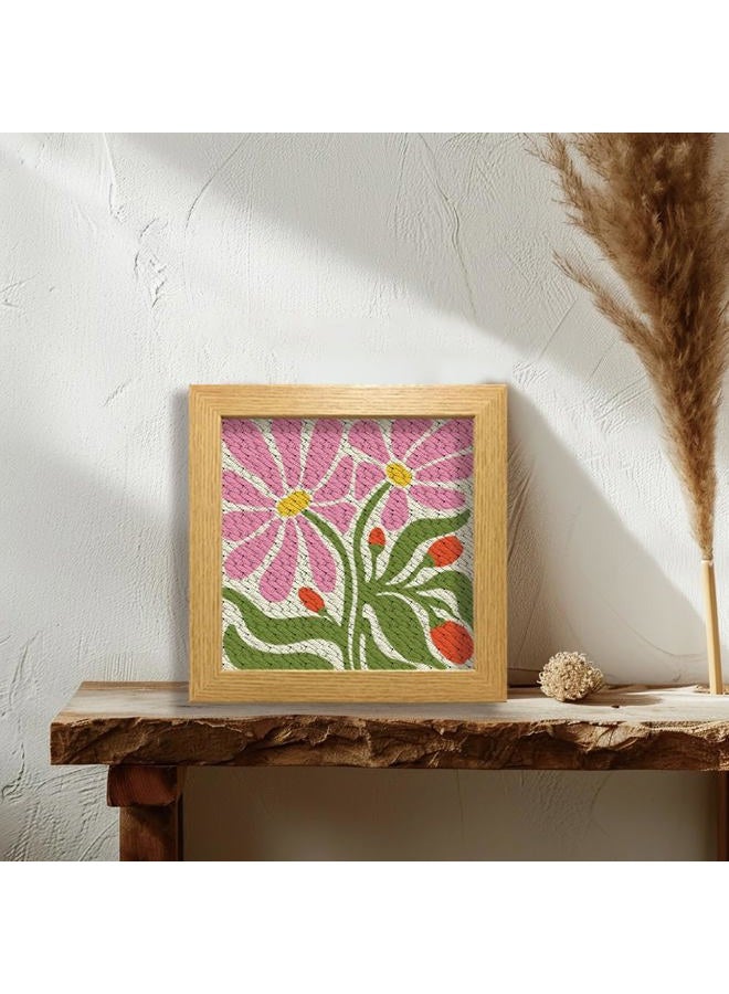 BEUNITONE Flower Beginners Punch Needle kit Handcraft Embroidery Starter Kits for Adults Flowers and Plants Punch Stitching Kit with Instruction Square Punch Needle Frame for Wall Decor 9.4'' x 9.4'' - Image 5