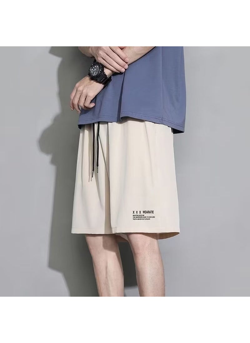 Generic - Sports Shorts Mens Fashionable Brand Summer Thin Five-point Pants Fashionable Outer Wear American Casual Pants Loose Large Size Basketball PantsK181-Ice Silk Shorts [Khaki]] K181-Ice Silk Shorts [Khaki]] - Image 1