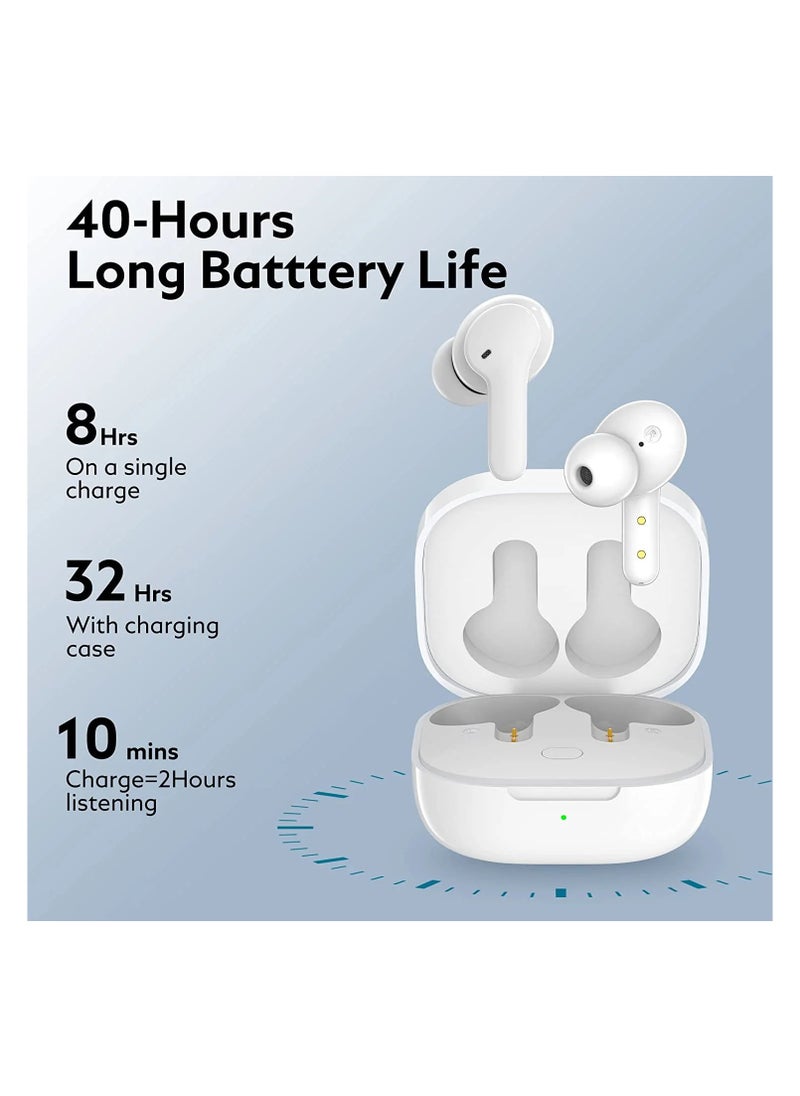 Generic - QCY T13 ANC Earbuds Featuring Active Noise Cancellation Adjustable ANC Levels Transparency Mode, and EQ settings Bluetooth 5.3 IPX5 waterproof - White - Image 1