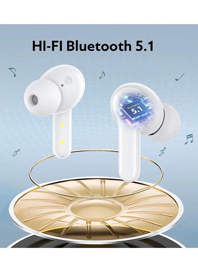 Generic - QCY T13 ANC Earbuds Featuring Active Noise Cancellation Adjustable ANC Levels Transparency Mode, and EQ settings Bluetooth 5.3 IPX5 waterproof - White - Image 1