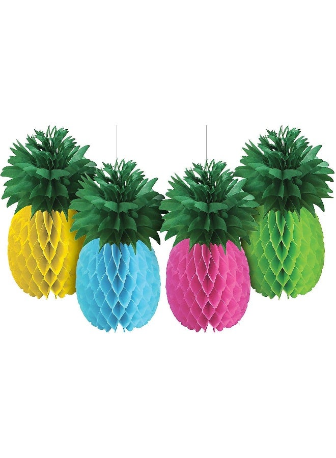 Amscan Pineapple Honeycomb Centerpiece Multi Colors 4pcs