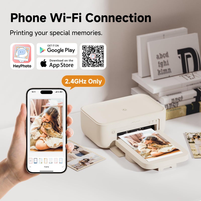 HPRT 4x6 Photo Printer, Full Color Instant Photo Printer for Phone/Laptop/MacBook/Home Use, Wi-Fi Connection, Thermal Dye-Sublimatio, AR Video Printing, +108 Sheets Photo Paper & 2 Ribbons - Image 2