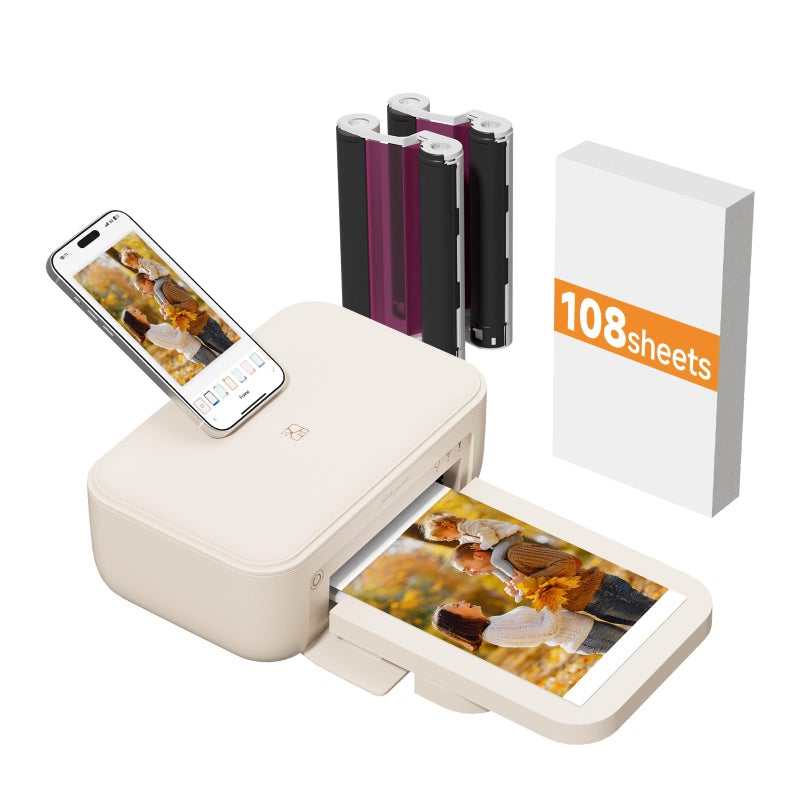 HPRT 4x6 Photo Printer, Full Color Instant Photo Printer for Phone/Laptop/MacBook/Home Use, Wi-Fi Connection, Thermal Dye-Sublimatio, AR Video Printing, +108 Sheets Photo Paper & 2 Ribbons - Image 1
