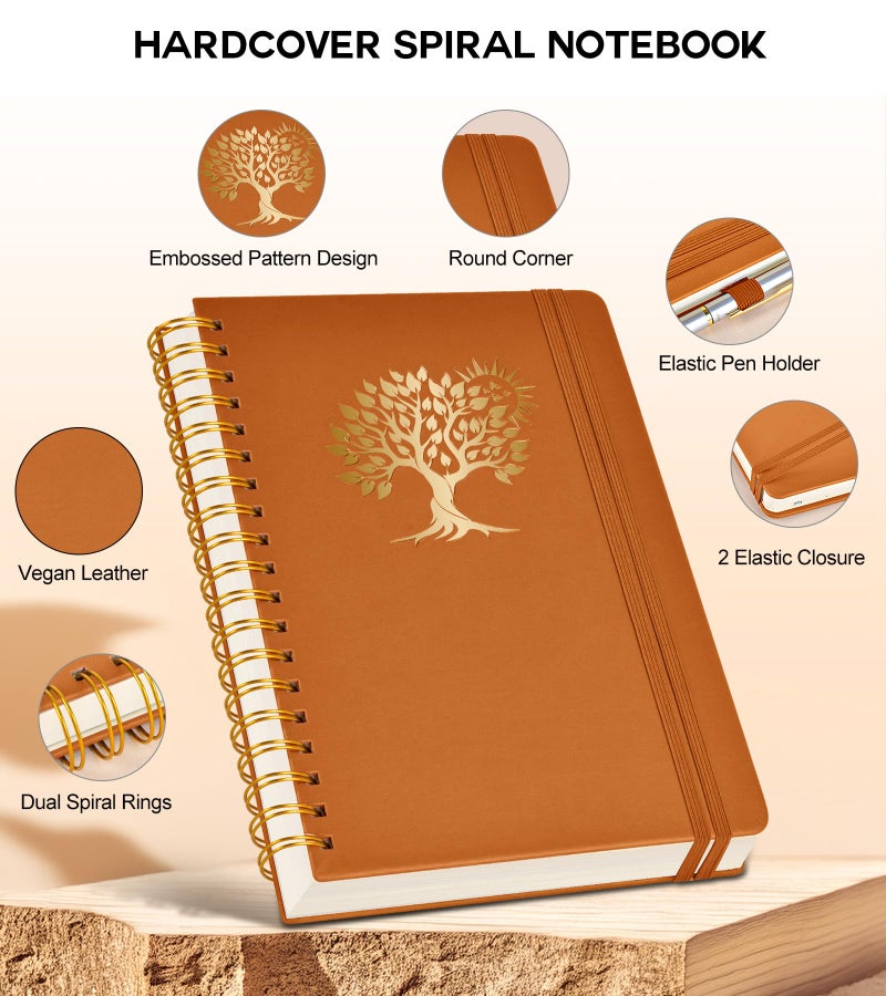 PERCUN Large Spiral Notebook Journal for Women Men - 300 Numbered Lined Pages, College Ruled,B5 Hardcover Spiral Bound Notebook for School, Work, Note Taking, Writing, Leather Spiral Journal 7"x10" - Image 3