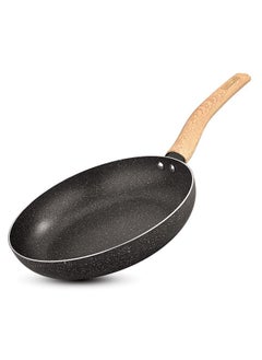 BERGNER BERGNER Earth Black Non-Stick 20 cm Frypan, 1.4 L Frying Pan with Wooden Finish Soft Touch Handle, 2.5mm Thickness, Consumes Less Oil, Even Heat Distribution, Induction Bottom and Gas Ready - Black  - Image 1