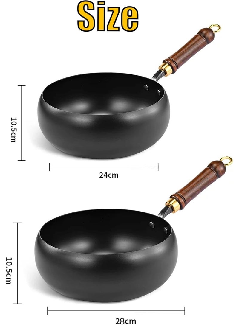كيلا مقلاة من الحديد الزهر غير اللاصقة المصنوعة يدويًا، متينة وقوية، توزيع متساوٍ للحرارة، احتفاظ جيد بالحرارة، متعددة الاستخدامات للقلي والتشويح، سهلة التنظيف، طويلة الأمد، أدوات طهي منزلية مخصصة، مقبض خشبي طبيعي. - Image 3