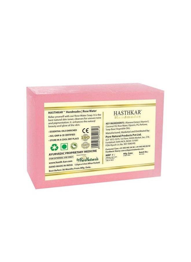 byPurenaturals - Hasthkar Handmades Glycerine Rose Water Soap 125Gm For Men & Women - Image 1