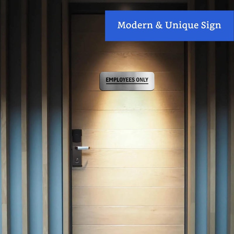 ARS Employees Only Sign 2-Pack (Brushed Aluminum 9 in x 3 in) - Employee Only Sign - Employee Only Signs for Doors - Image 5