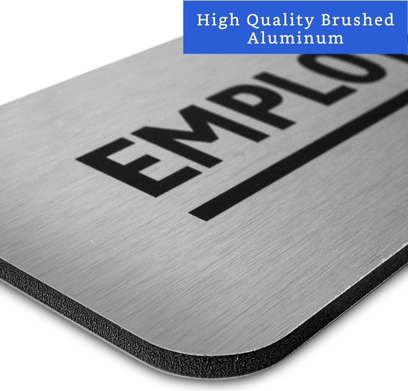 ARS Employees Only Sign 2-Pack (Brushed Aluminum 9 in x 3 in) - Employee Only Sign - Employee Only Signs for Doors - Image 3