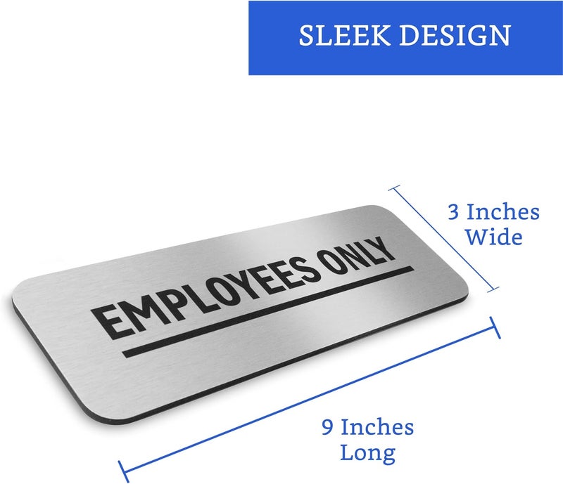ARS Employees Only Sign 2-Pack (Brushed Aluminum 9 in x 3 in) - Employee Only Sign - Employee Only Signs for Doors - Image 2