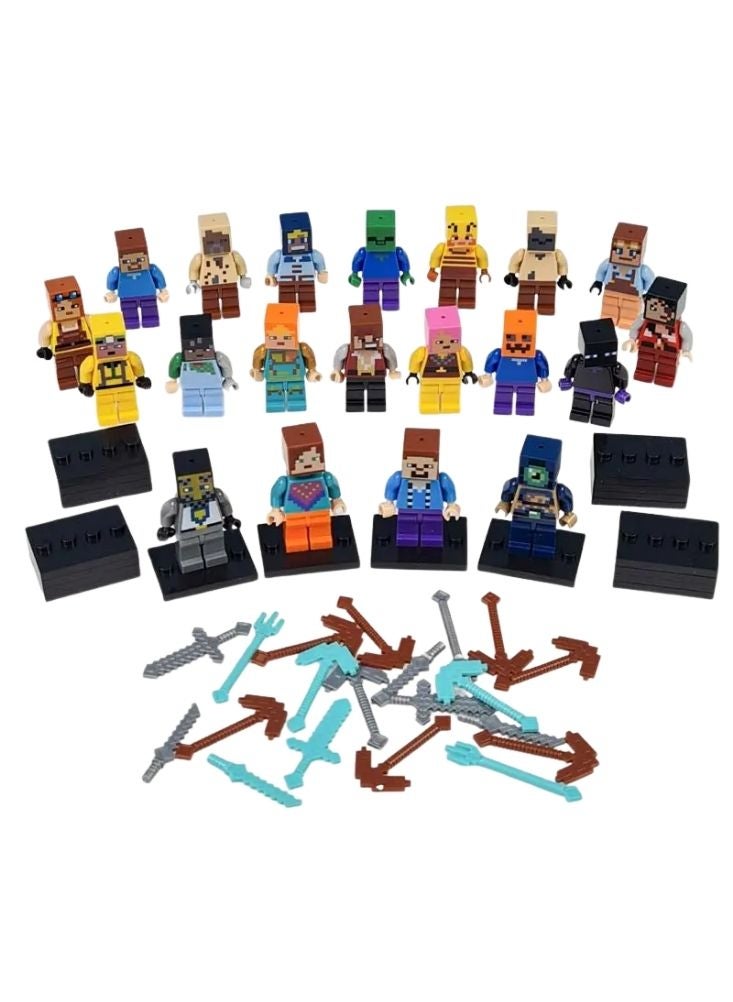 Premium Minecraft Style Mini Figure Set – 20 Pcs Block Character Action Figures, Green Display Box, Collectible Building Game Toy for Kids - Image 3