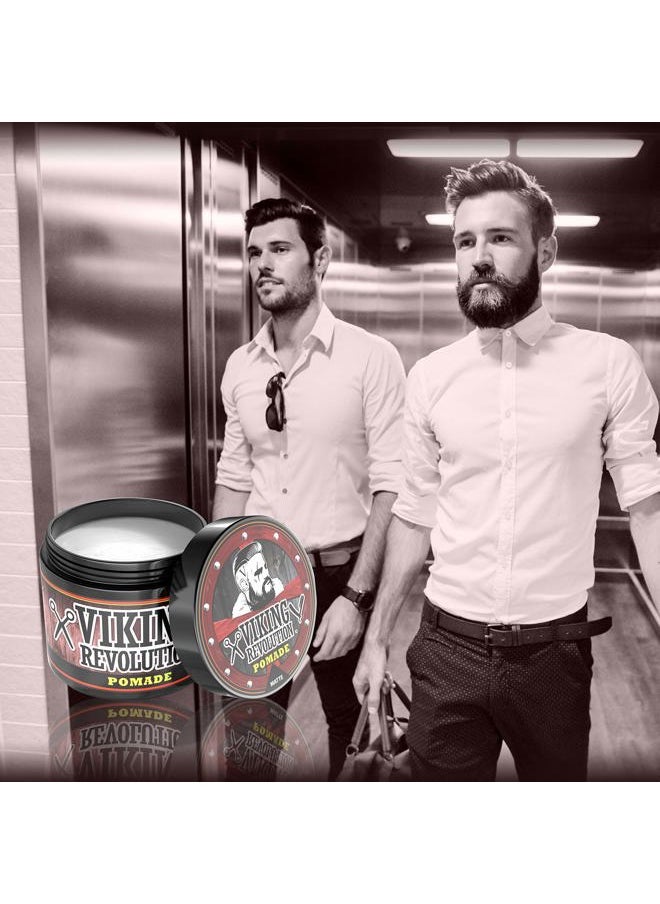 Viking Revolution - Hair Pomade for Men (New Formula) - Medium Hold and Matte Shine Free for Classic Look 4oz - Water Based & Easy to Wash Out - Image 1